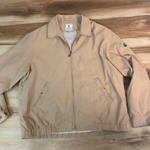 Peter Millar Mens XXL Jacket Coat Golf Windbreaker Beige Embroidered Harringto